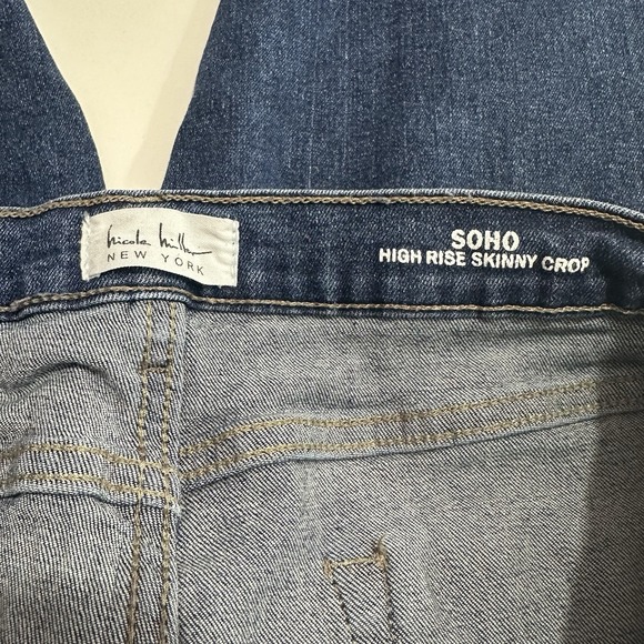 Nicole Miller Soho High Rise Skinny Crop Jeans Womens 10 Distressed Blue Denim - Picture 8 of 10